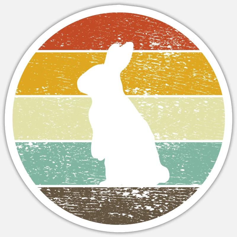 Rabbit Easter Retro Gift - Sticker size S (10 x 10 cm) - white matte