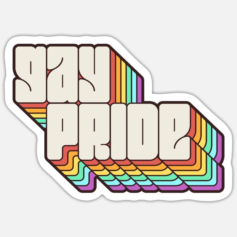Gay Pride Rainbow Shadow Statement - Sticker size S (10 x 10 cm) - white matte