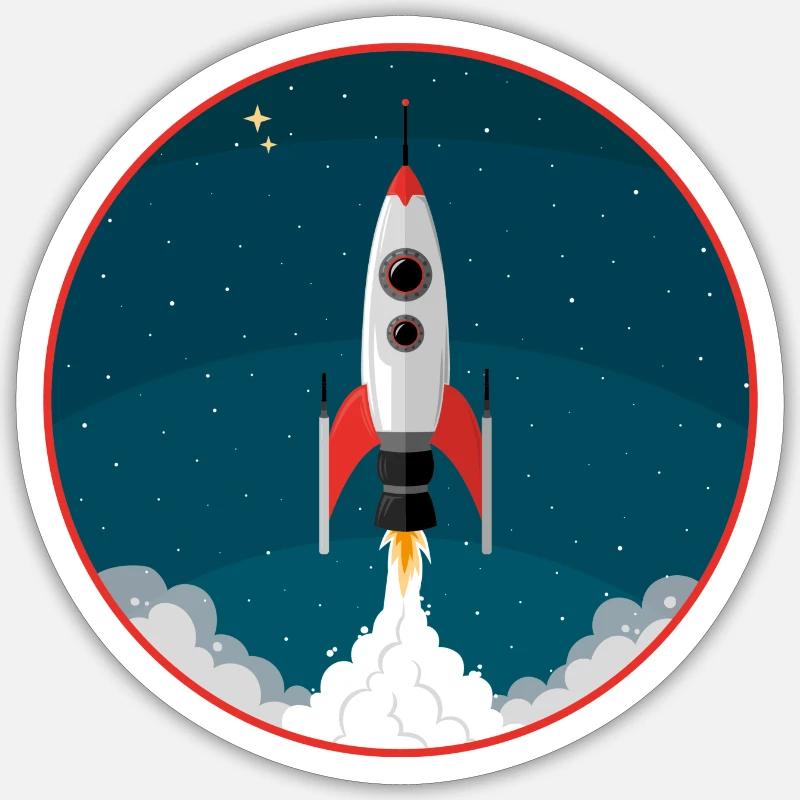 fusée - Sticker taille S (10 x 10 cm) - blanc mat