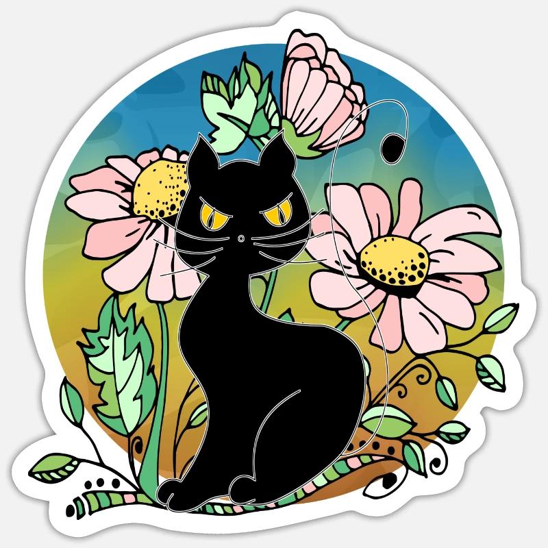 Chat - Sticker taille S (10 x 10 cm) - blanc mat