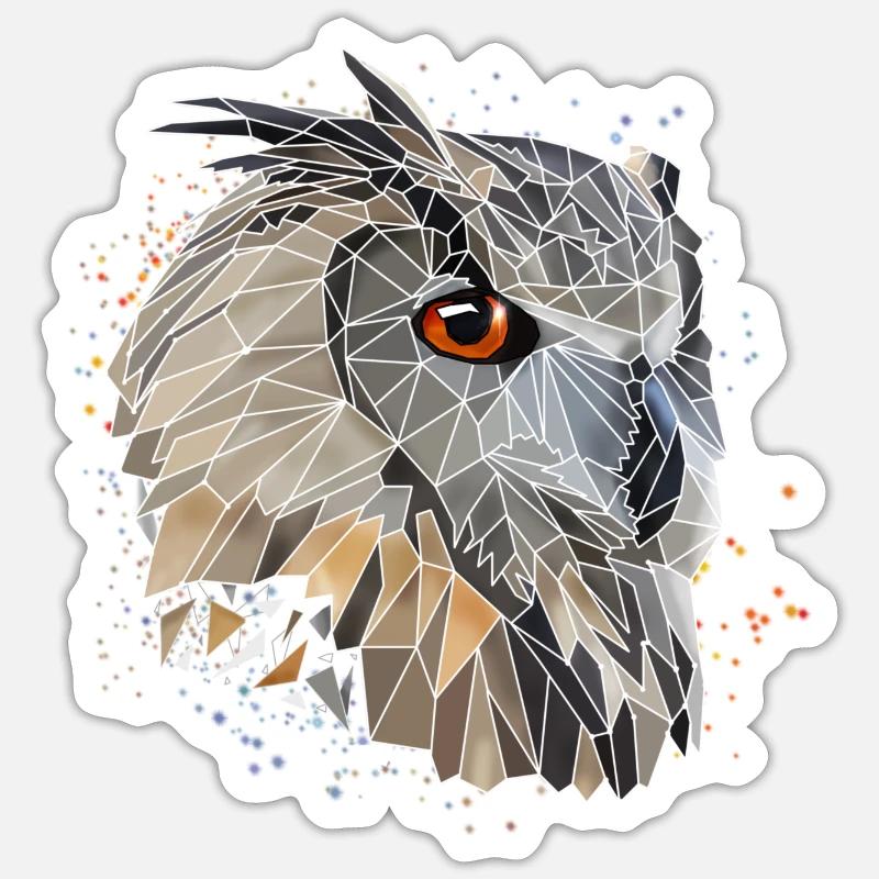 Coole Low Poly Eule | Geometrisch | Dreiecke - Sticker Größe S (10 x 10 cm) - Mattweiß