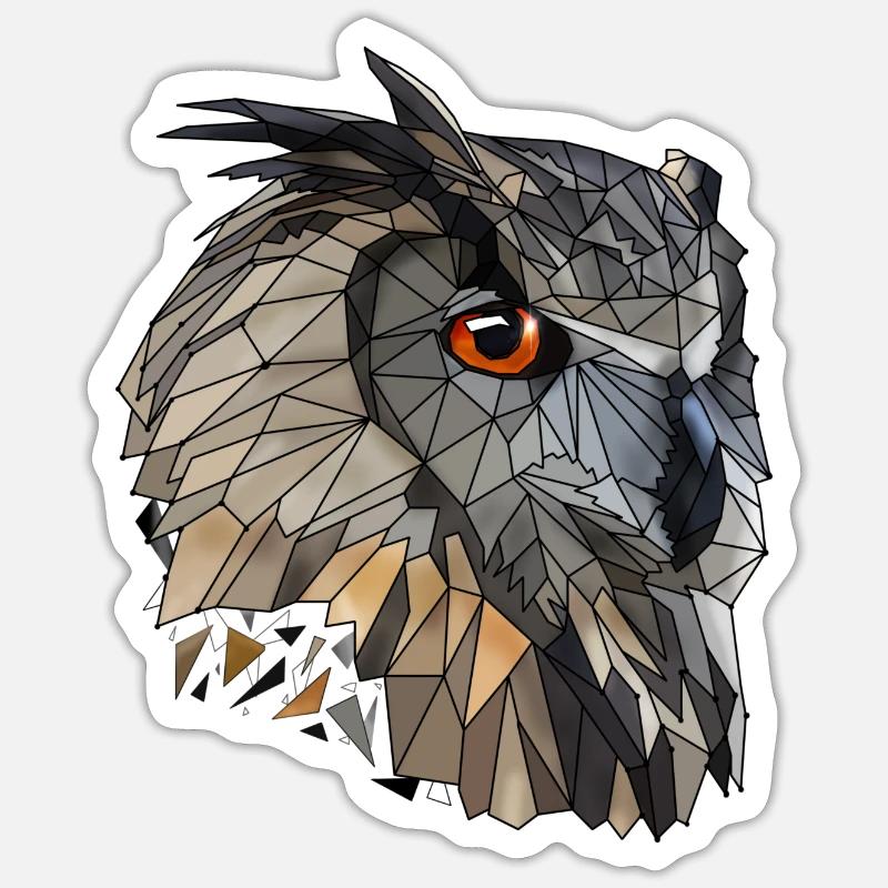 Cool low poly owl | Geometric | Triangles - Sticker size S (10 x 10 cm) - white matte