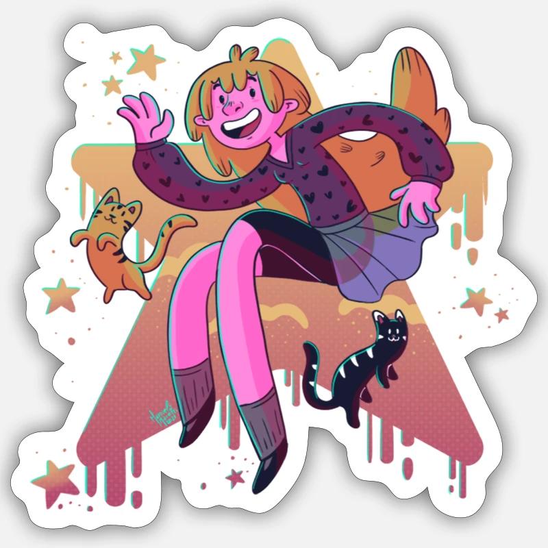 Fille heureuse Sticker taille S (10 x 10 cm)