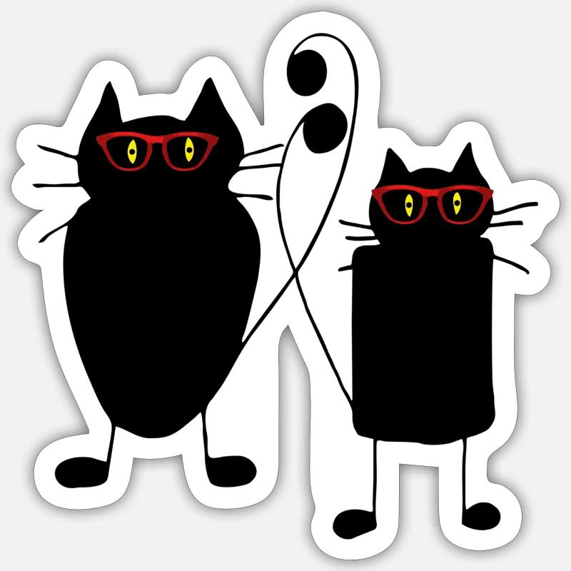 Chats - Sticker taille S (10 x 10 cm) - blanc mat