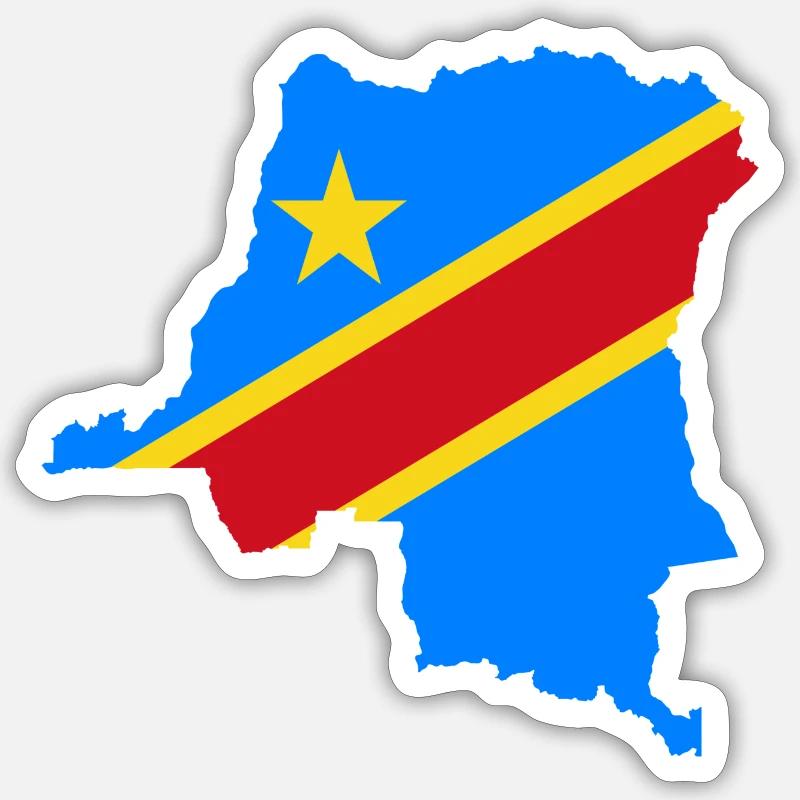 RDC flag - Sticker size S (10 x 10 cm) - white matte