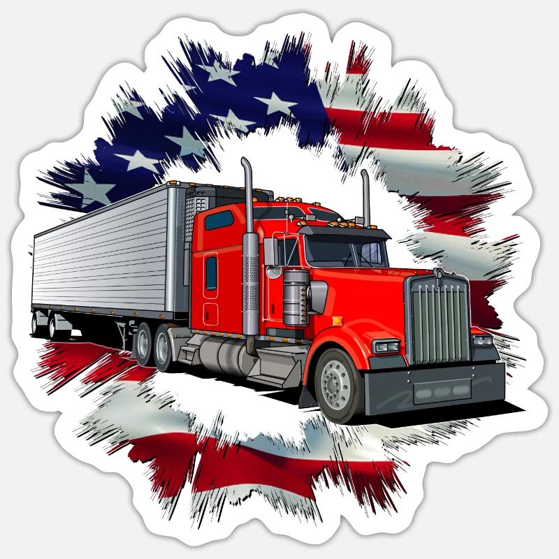 Sattelschlepper - Sticker Größe S (10 x 10 cm) - Mattweiß