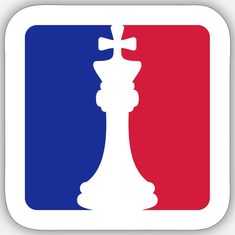 Les échecs Rouge Bleu - Sticker taille S (10 x 10 cm) - blanc mat