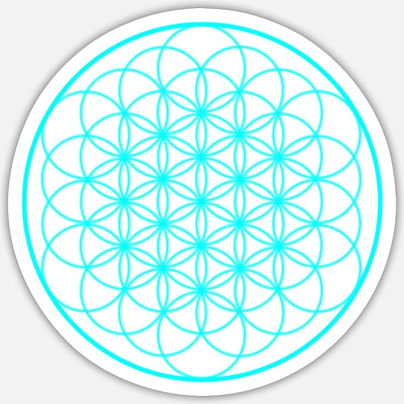 Fleur de vie turquoise - Sticker taille S (10 x 10 cm) - blanc mat