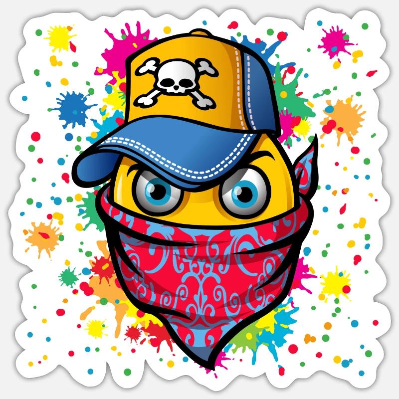 Masque et graffiti - Sticker taille S (10 x 10 cm) - blanc mat