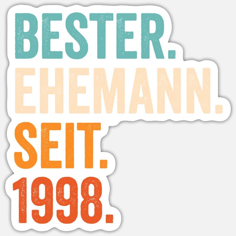 Bester Ehemann Seit 1998 23. Hochzeitstag 23 Jahre - Sticker Größe S (10 x 10 cm) - Mattweiß