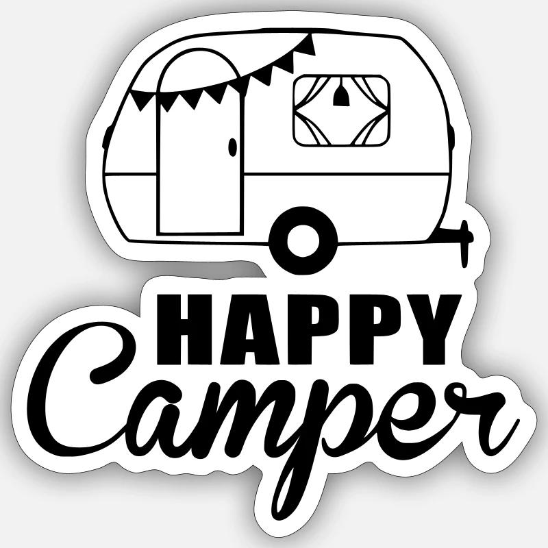 camper happy - Sticker size S (10 x 10 cm) - white matte
