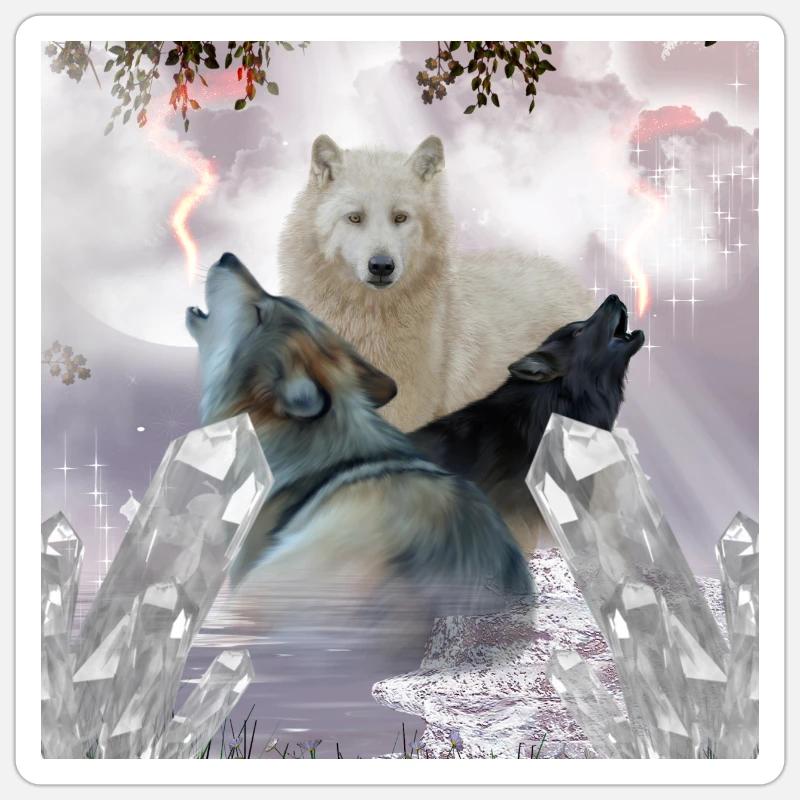 Loups impressionnants Sticker taille S (10 x 10 cm)