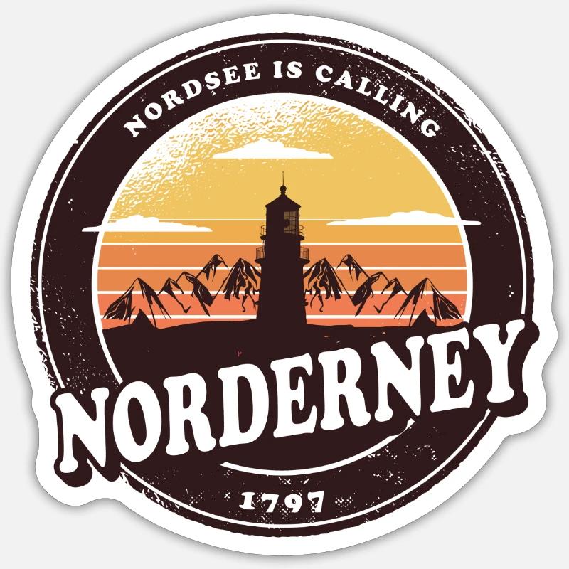 Conception du phare Norderney Sunset / Idée cadeau Sticker taille S (10 x 10 cm)