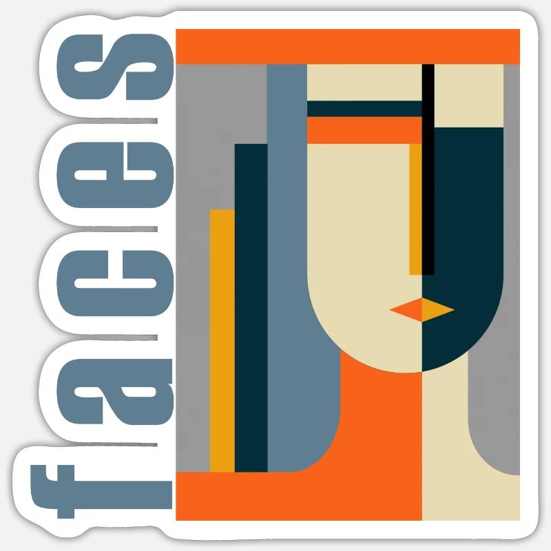Faces - Sticker Größe S (10 x 10 cm) - Mattweiß