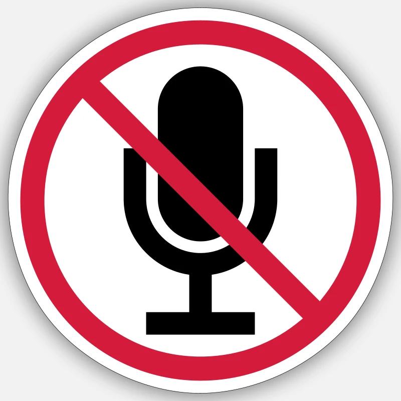 Schild Mute Microphone - Sticker taille S (10 x 10 cm) - blanc mat