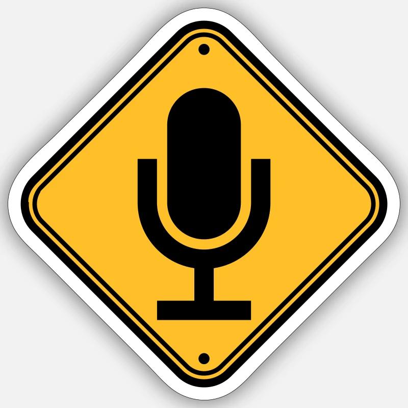 Schild Hinweis Mikrofon Sticker Größe S (10 x 10 cm)