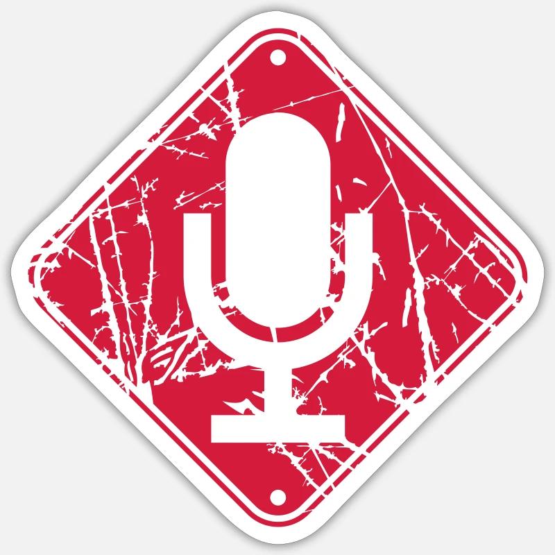 Old Shield Microphone - Sticker size S (10 x 10 cm) - white matte