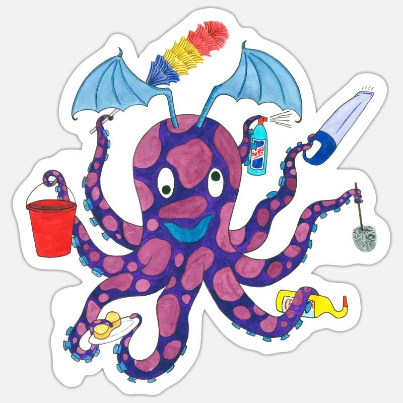 Husholdnings blæksprutte blæksprutte blæksprutte blæksprutte - Sticker størrelse S (10 x 10 cm) - mat hvid