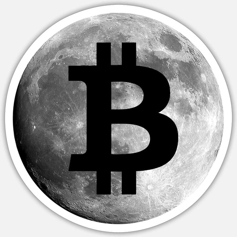 Bitcoin Mond Kryptowährungen - Sticker Größe S (10 x 10 cm) - Mattweiß