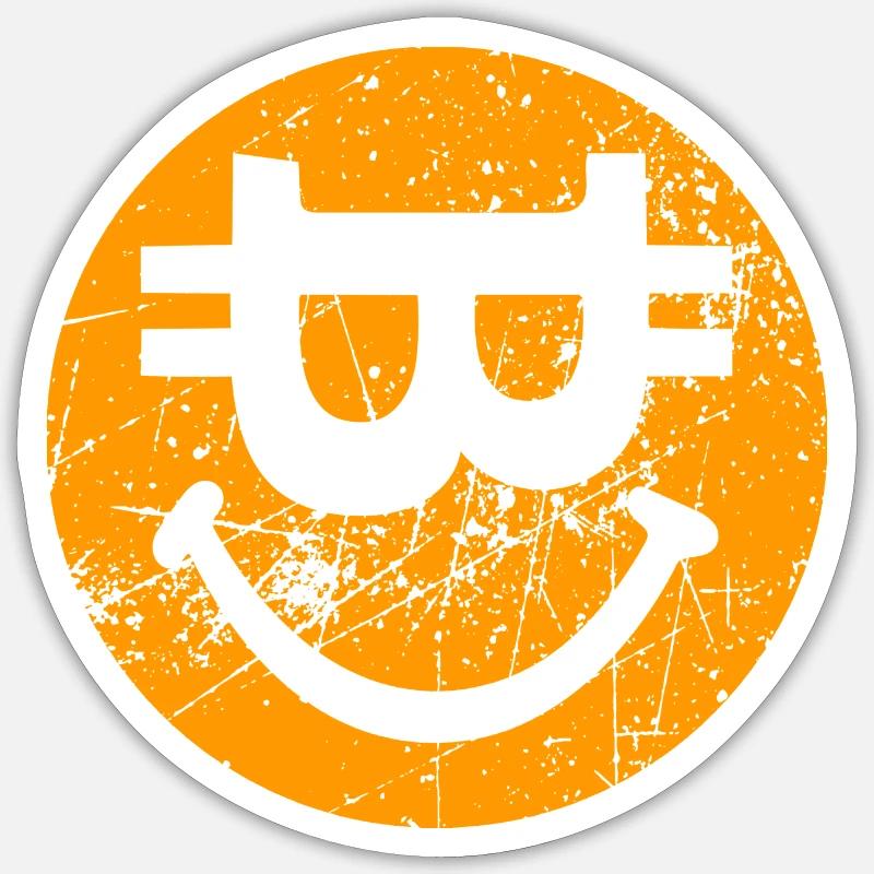 Bitcoin Smile Blockchain devise - Sticker taille S (10 x 10 cm) - blanc mat