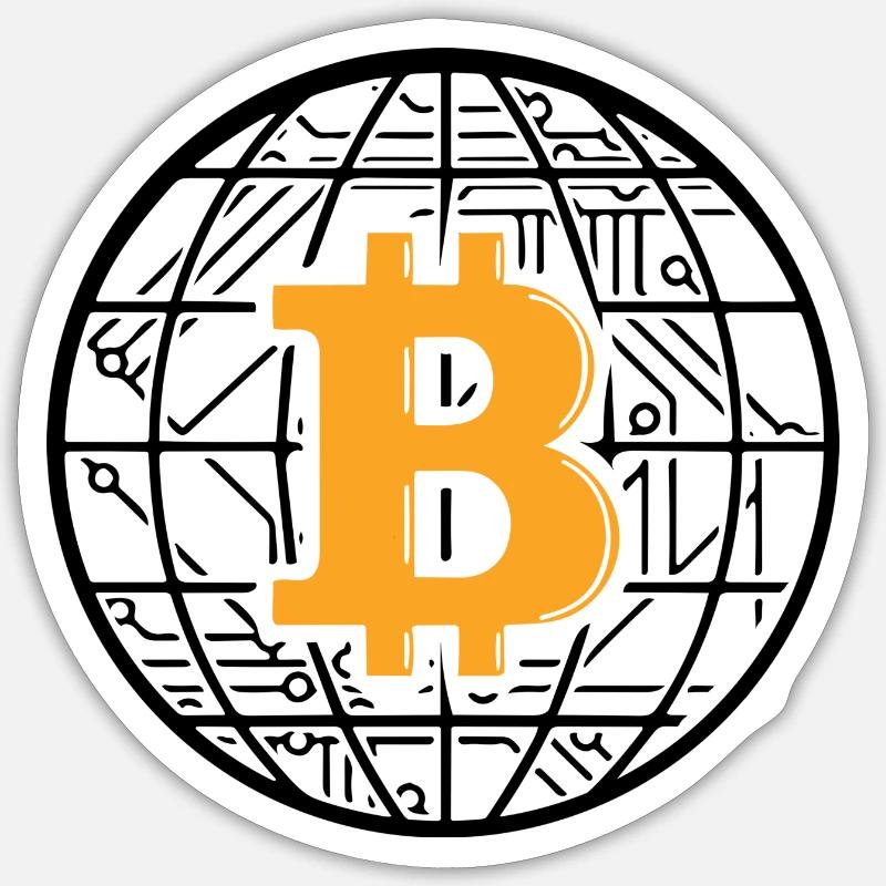 Bitcoin Blockchain Globe - Sticker size S (10 x 10 cm) - white matte