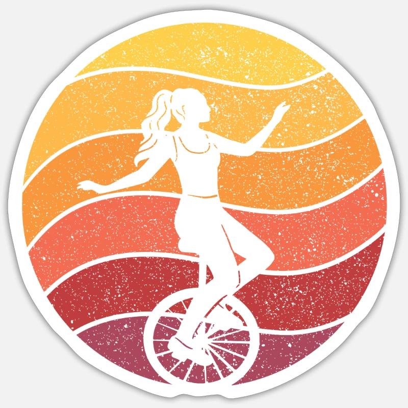 Einrad Geschenk Einradfahrerin Einradfahren Retro - Sticker Größe S (10 x 10 cm) - Mattweiß