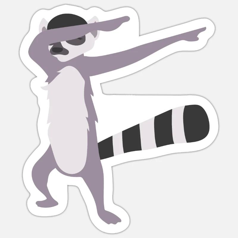 Dabbing Lemur Dab Dancer Lemur Lover Idée cadeau - Sticker taille S (10 x 10 cm) - blanc mat