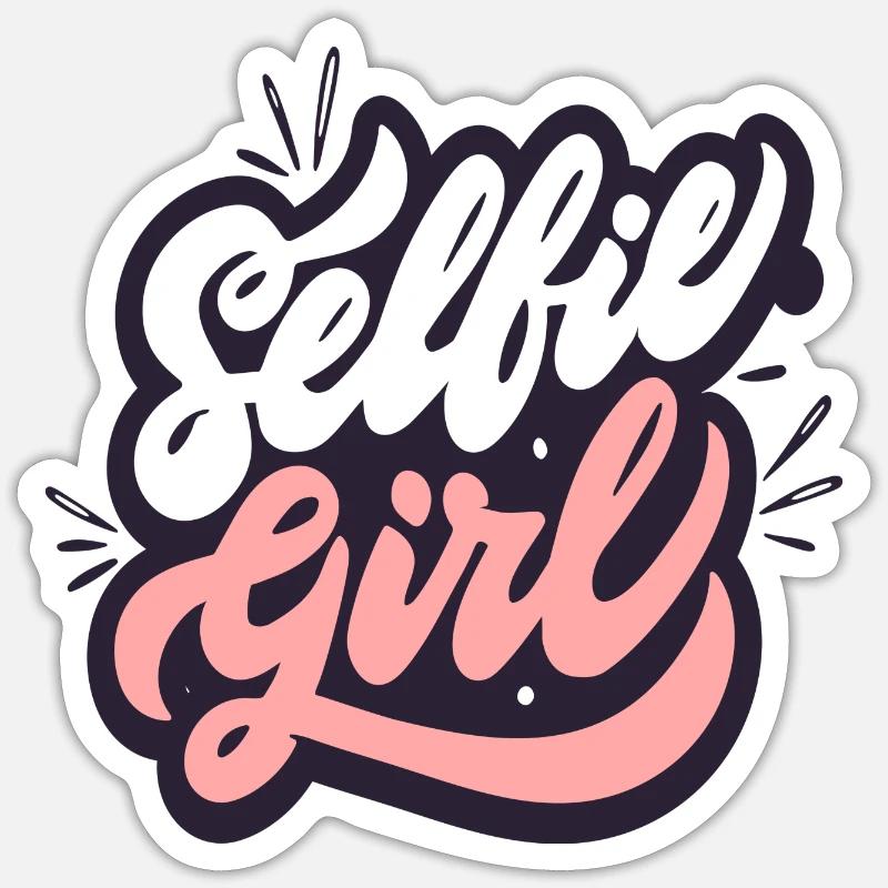 Fille de selfie - Sticker taille S (10 x 10 cm) - blanc mat