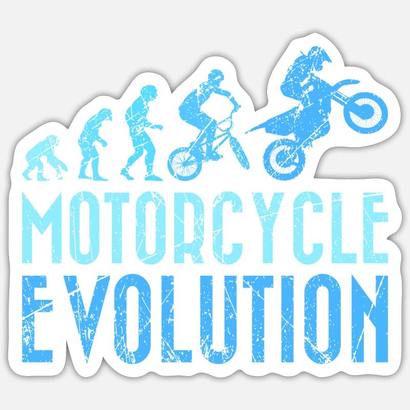 Motorradfahrer Evolution Mensch Entwicklung Sticker Größe S (10 x 10 cm)