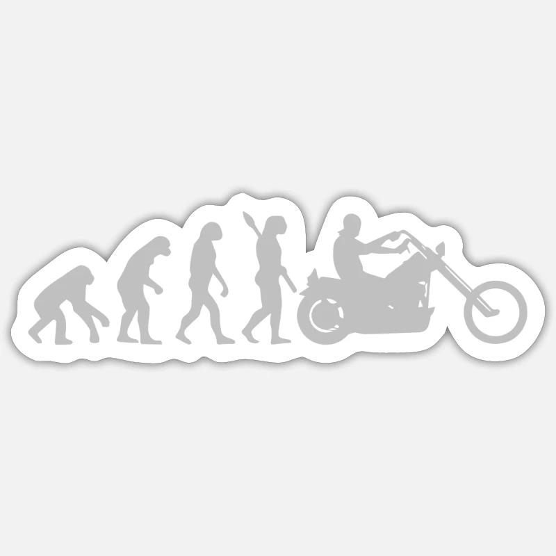 Motorradfahrer Entwicklung Evolution Männer Opa - Sticker Größe S (10 x 10 cm) - Mattweiß