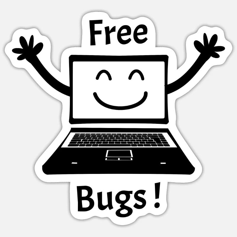 FREE BUGS! (Computer, Kuschel, Hug, Computer) - Sticker Größe S (10 x 10 cm) - Mattweiß