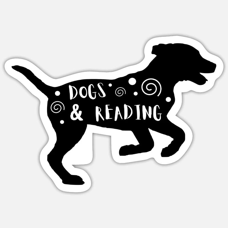 Chiens & Lecture - Sticker taille S (10 x 10 cm) - blanc mat