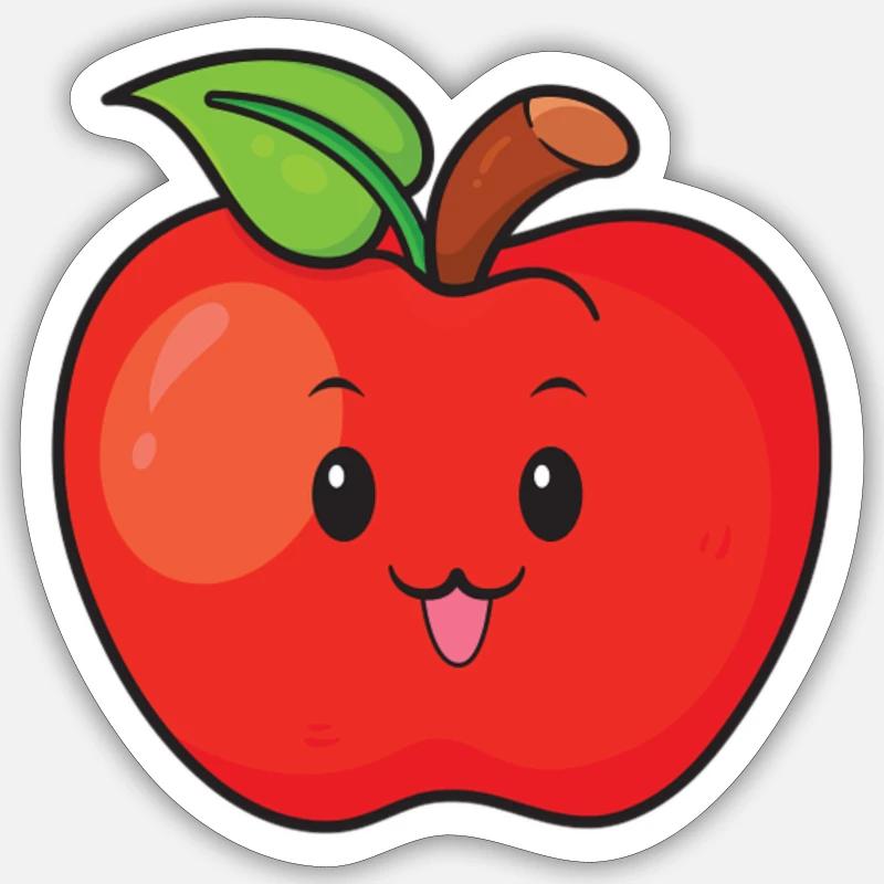 Apfel - Sticker Größe S (10 x 10 cm) - Mattweiß