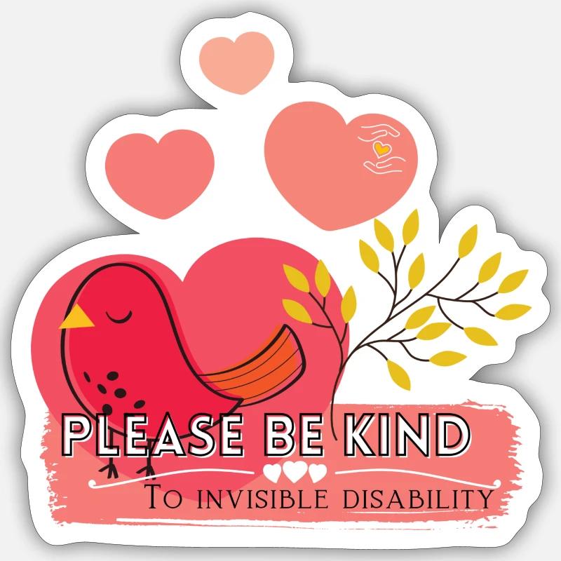 Please be kind to invisible disability Unisex - Sticker size S (10 x 10 cm) - white matte