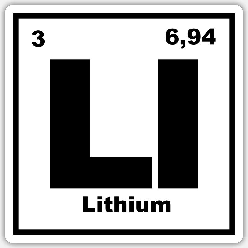 Lithium Element - Sticker Größe S (10 x 10 cm) - Mattweiß