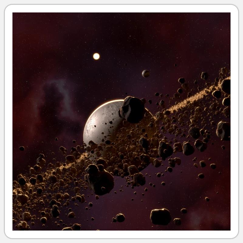 Asteroiden-Gürtel Sci-Fi Fantasy Rendering Bild Sticker Größe S (10 x 10 cm)