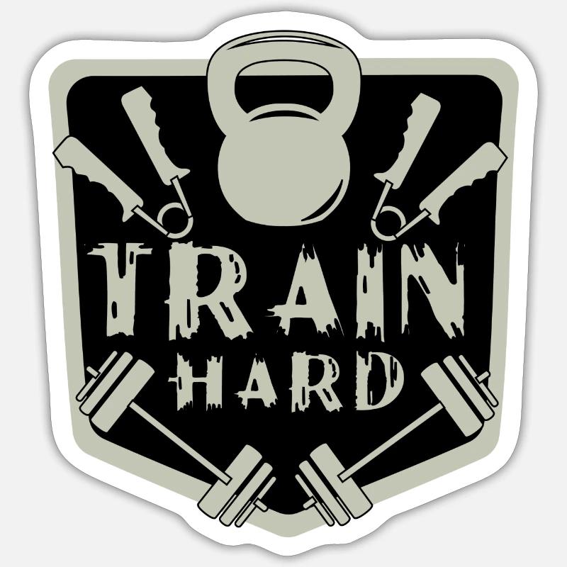 Train hard - Sticker size S (10 x 10 cm) - white matte