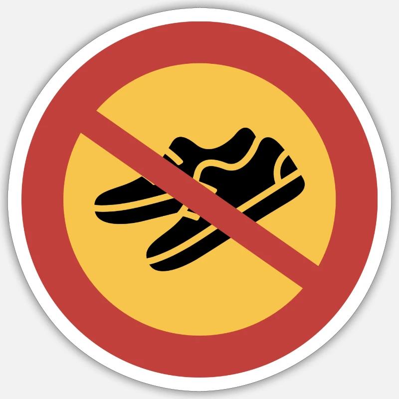 Interdiction des chaussures - Sticker taille S (10 x 10 cm) - blanc mat
