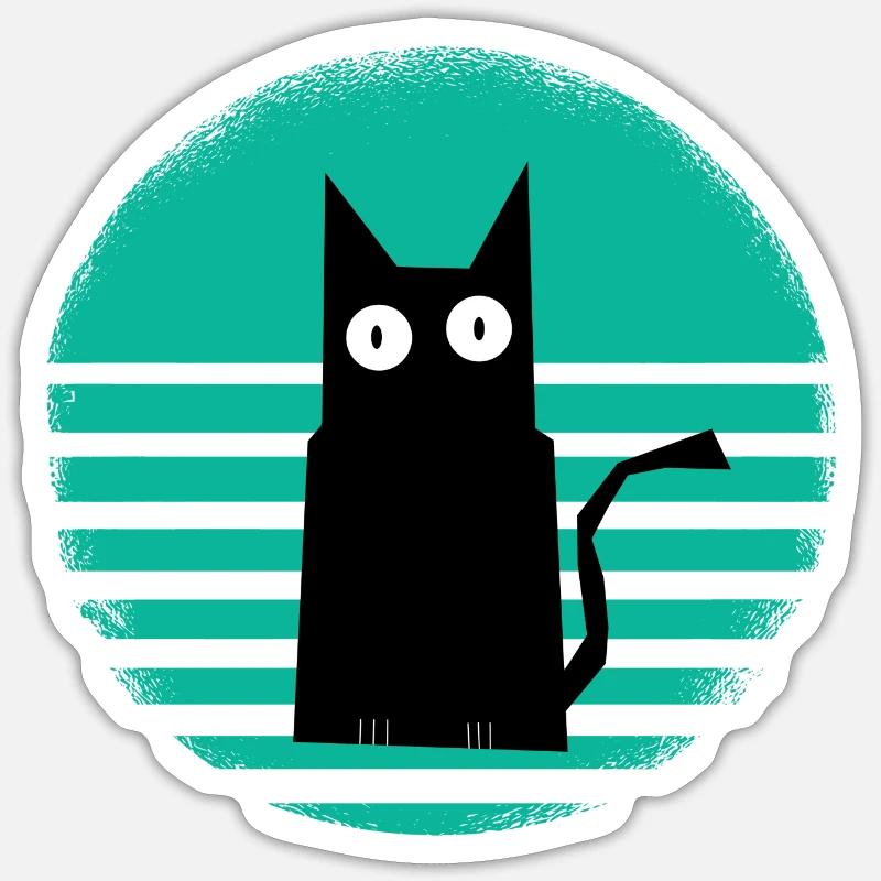 Black Cat Sunset Mint - Sticker size S (10 x 10 cm) - white matte