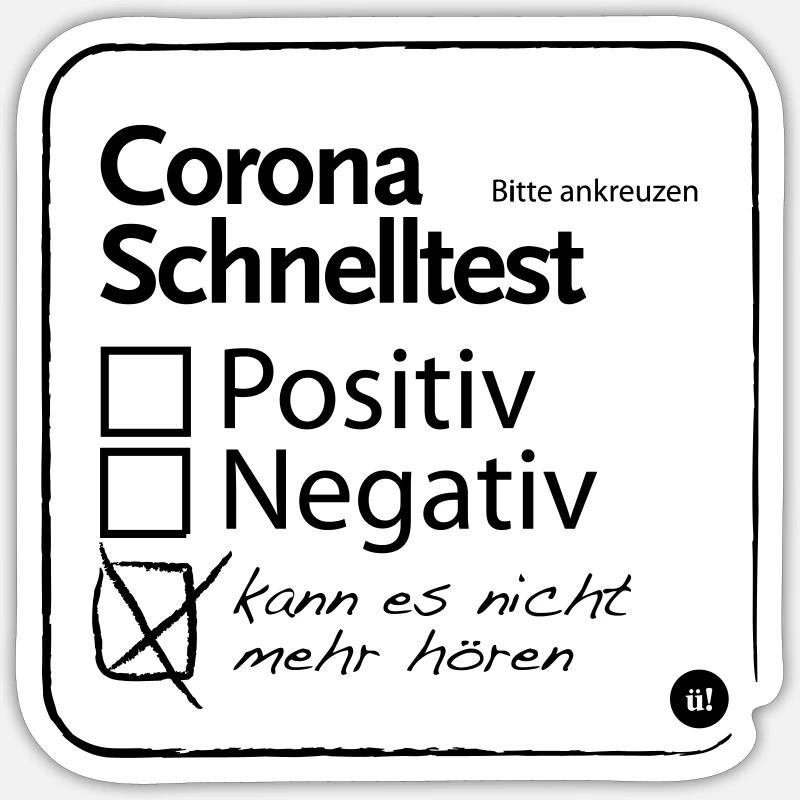 Corona Schnelltest - Sticker Größe S (10 x 10 cm) - Mattweiß