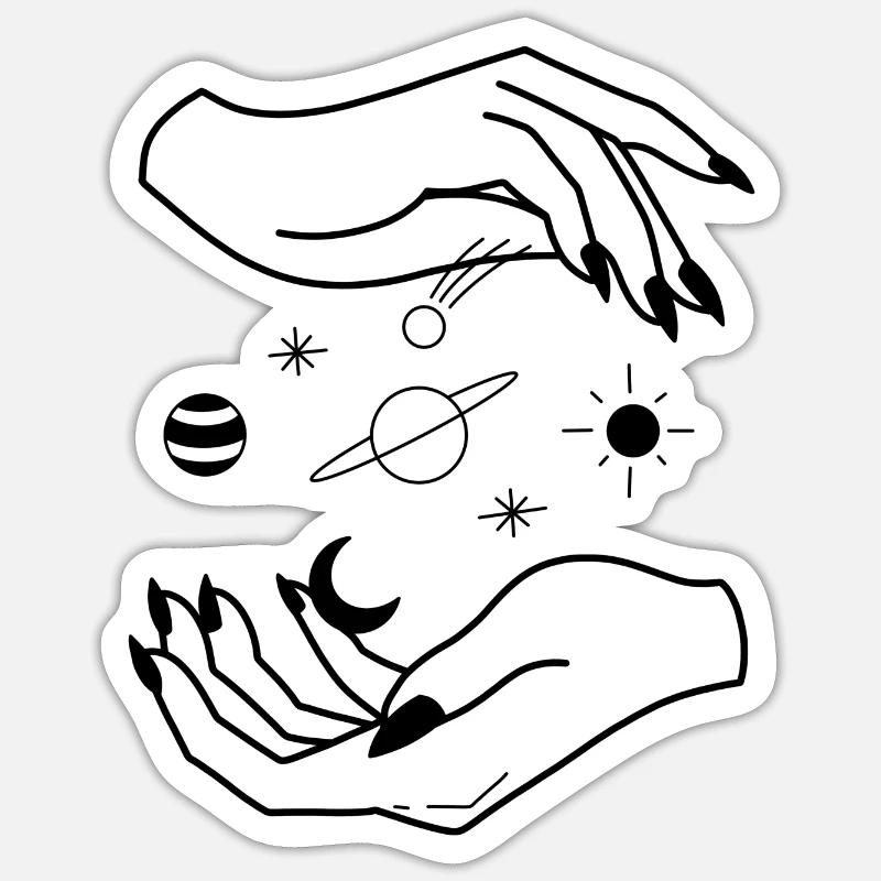 Magic - Universe - Hand - Hands - Sticker size S (10 x 10 cm) - white matte