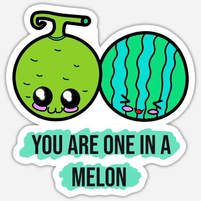 Melon - Sticker taille S (10 x 10 cm) - blanc mat