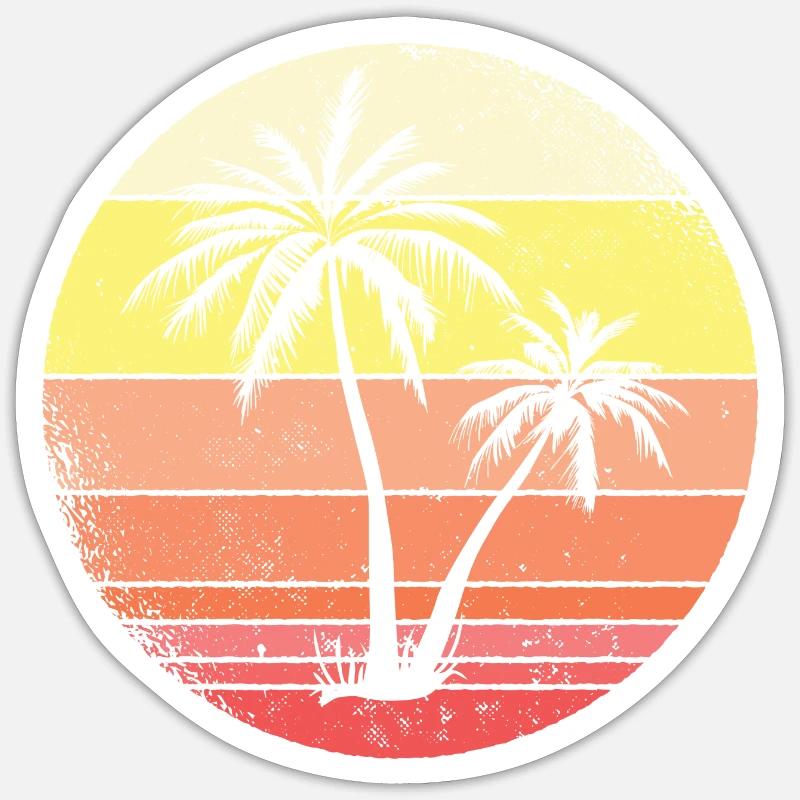 Palme, vacances, plage - Sticker taille S (10 x 10 cm) - blanc mat