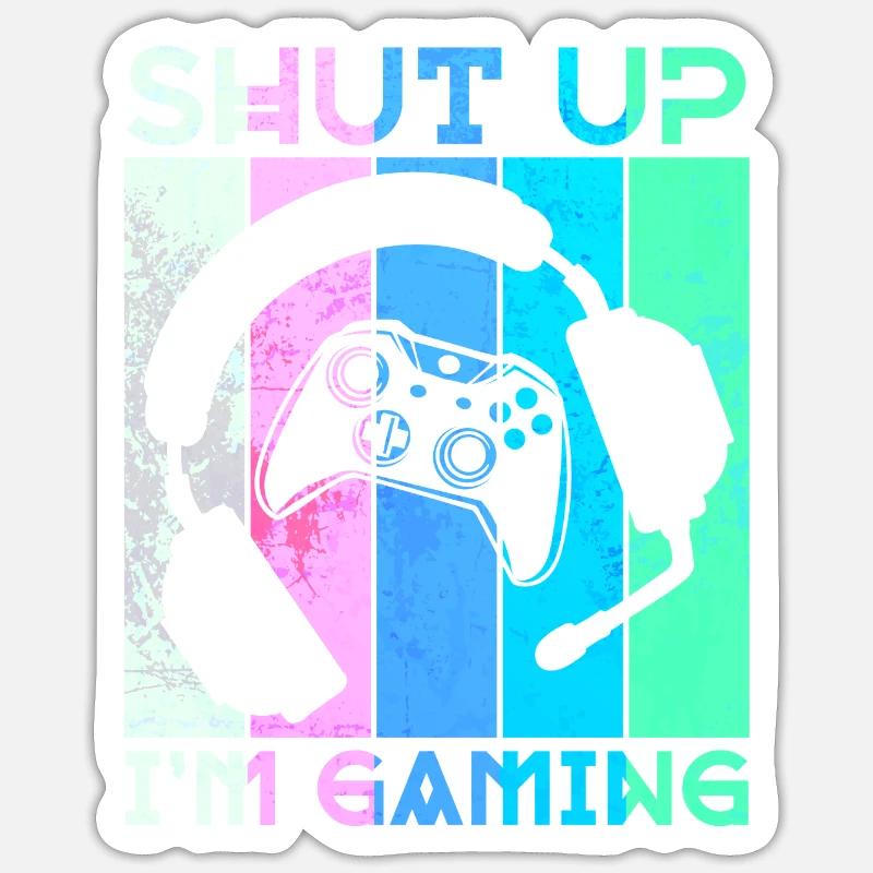 Gamer Headset Controller Statement Zocker - Sticker Größe S (10 x 10 cm) - Mattweiß