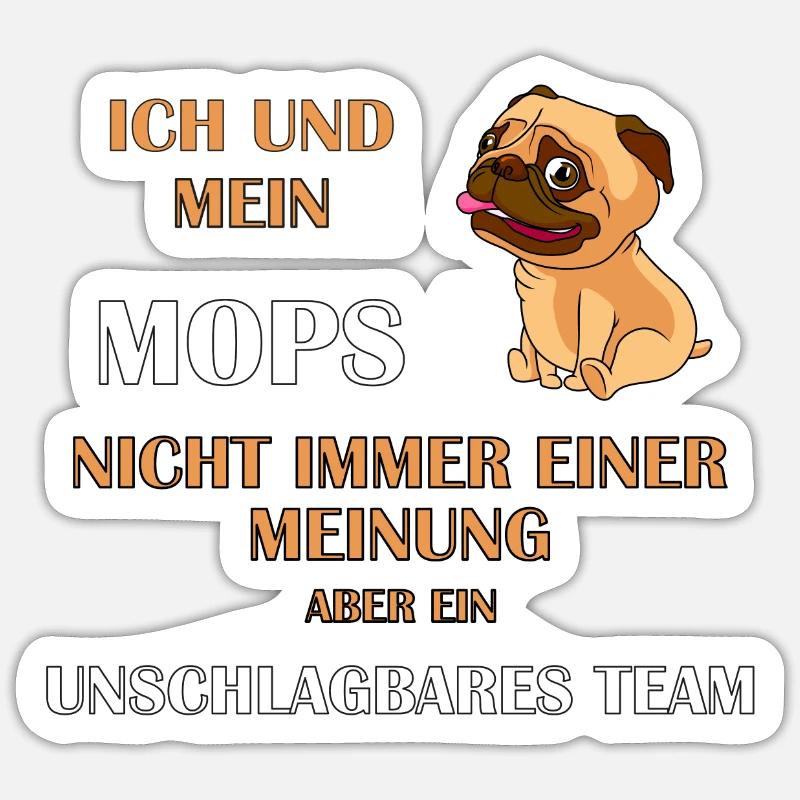 Mops - Sticker Größe S (10 x 10 cm) - Mattweiß
