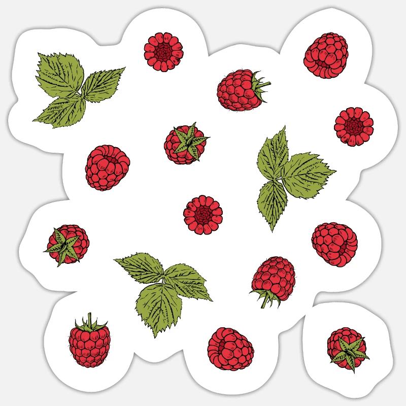 For raspberry lovers: delicious raspberry pattern Sticker size S (10 x 10 cm)