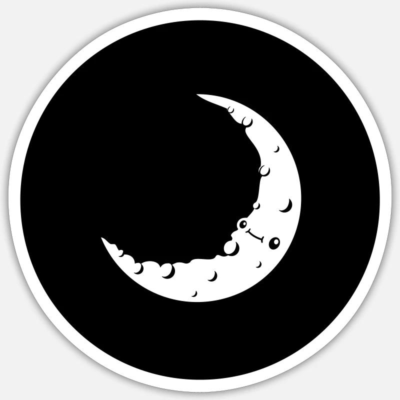 Night Sickle Moon Face - Sticker size S (10 x 10 cm) - white matte