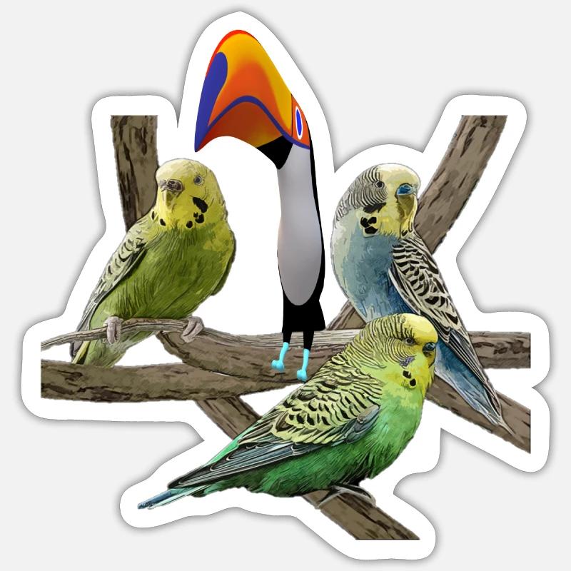 Budgerigars - Sticker size S (10 x 10 cm) - white matte