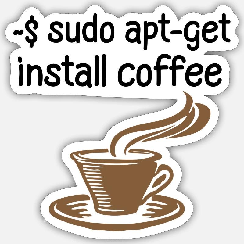 Programmeurs Tux Café Informaticiens Sticker taille S (10 x 10 cm)