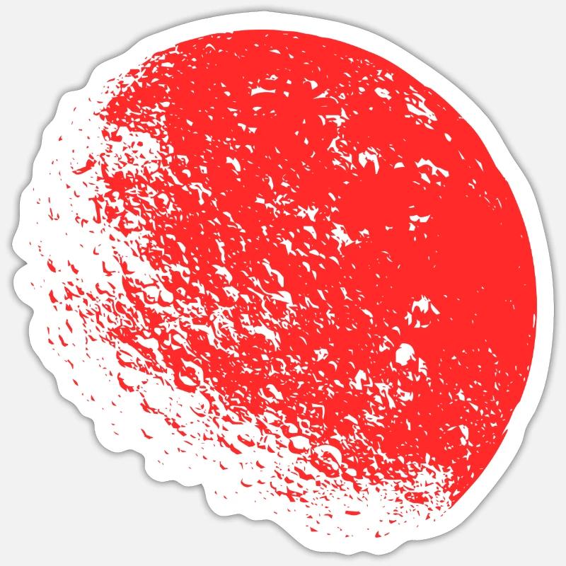 Lune rouge - Sticker taille S (10 x 10 cm) - blanc mat
